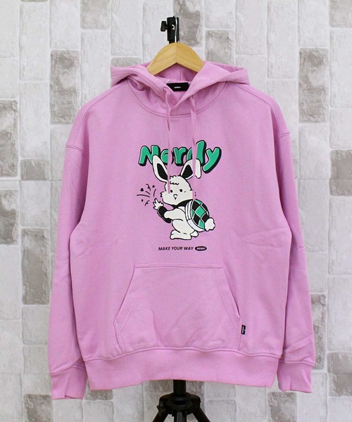 NERDY（ノルディ）の「NERDY タートルバディプルオーバーフーディ TURTLE BUDDY PULLOVER HOODIE（パーカー・メンズ・ホワイト/ピンク・S/M）」の2枚目の写真