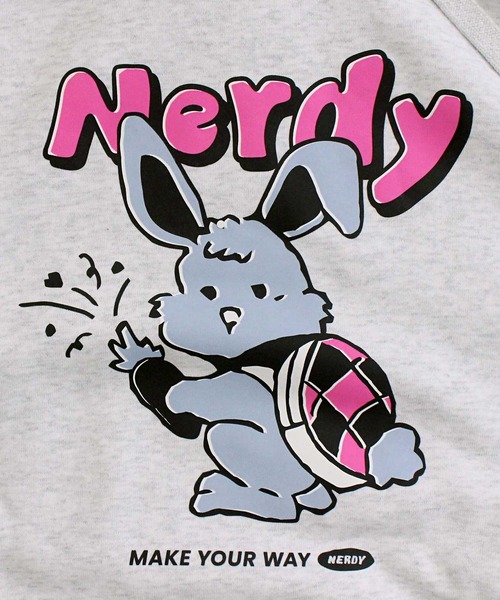 NERDY（ノルディ）の「NERDY タートルバディプルオーバーフーディ TURTLE BUDDY PULLOVER HOODIE（パーカー・メンズ・ホワイト/ピンク・S/M）」の6枚目の写真