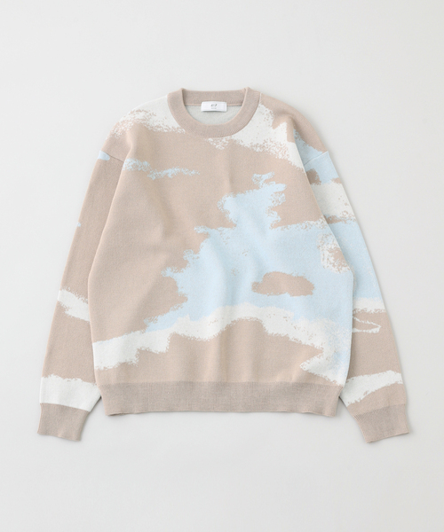 417 EDIFICE（フォーワンセブンエディフィス）の「スプラッシュパターン ジャガードニット（ニット/セーター・メンズ・ベージュ/ネイビー/ブルー系その他・MEDIUM/LARGE）」の6枚目の写真