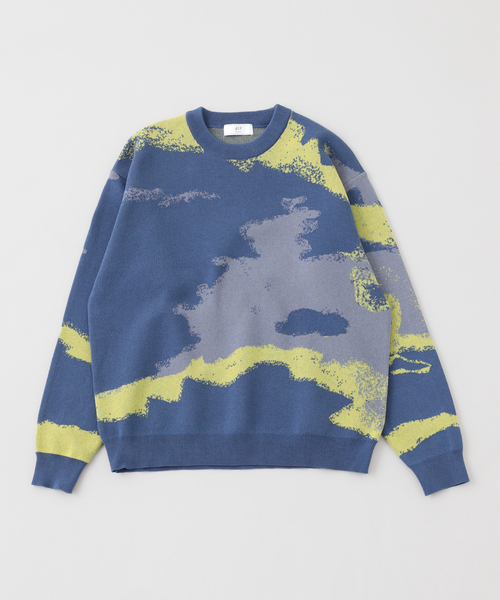 417 EDIFICE（フォーワンセブンエディフィス）の「スプラッシュパターン ジャガードニット（ニット/セーター・メンズ・ベージュ/ネイビー/ブルー系その他・MEDIUM/LARGE）」の7枚目の写真