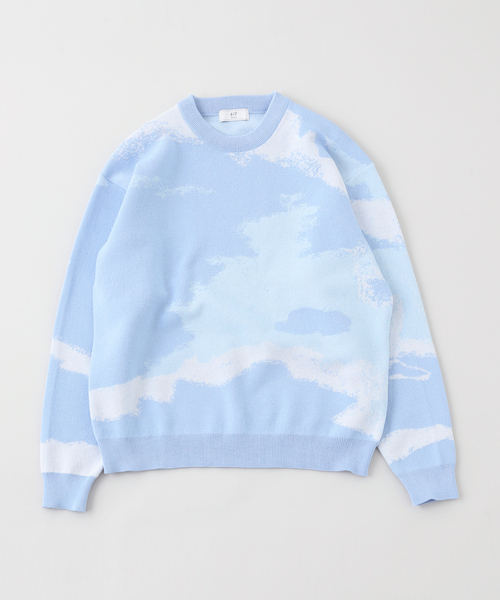 417 EDIFICE（フォーワンセブンエディフィス）の「スプラッシュパターン ジャガードニット（ニット/セーター・メンズ・ベージュ/ネイビー/ブルー系その他・MEDIUM/LARGE）」の8枚目の写真