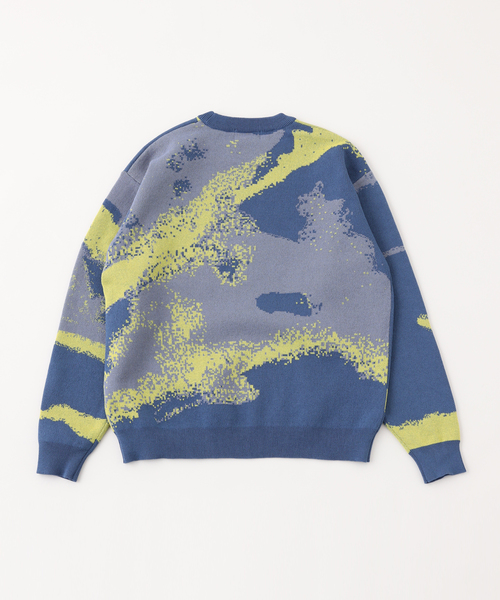 417 EDIFICE（フォーワンセブンエディフィス）の「スプラッシュパターン ジャガードニット（ニット/セーター・メンズ・ベージュ/ネイビー/ブルー系その他・MEDIUM/LARGE）」の9枚目の写真