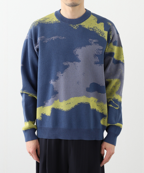 417 EDIFICE（フォーワンセブンエディフィス）の「スプラッシュパターン ジャガードニット（ニット/セーター・メンズ・ベージュ/ネイビー/ブルー系その他・MEDIUM/LARGE）」の13枚目の写真