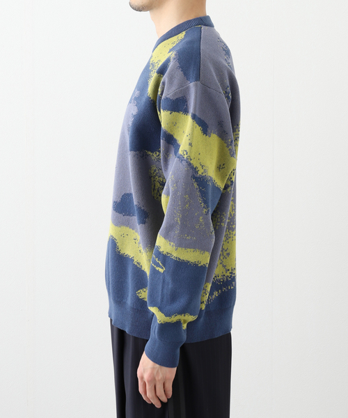 417 EDIFICE（フォーワンセブンエディフィス）の「スプラッシュパターン ジャガードニット（ニット/セーター・メンズ・ベージュ/ネイビー/ブルー系その他・MEDIUM/LARGE）」の14枚目の写真