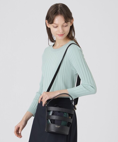BLUE LABEL CRESTBRIDGE(ブルーレーベルクレストブリッジ)の「レザーメッシュバケツミニショルダー(ショルダーバッグ・レディース・ブラック/グリーン/オフホワイト・FREE)」の4枚目の写真