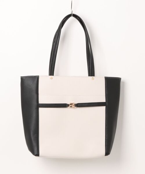 m.f.editorial（エムエフエディトリアル）の「【A4対応】m.f.エディトリアル レディース ビットベルトデザイン トートバッグ（トートバッグ・レディース・ブラック×ホワイト/ブラック/ベージュ・FREE）」の17枚目の写真