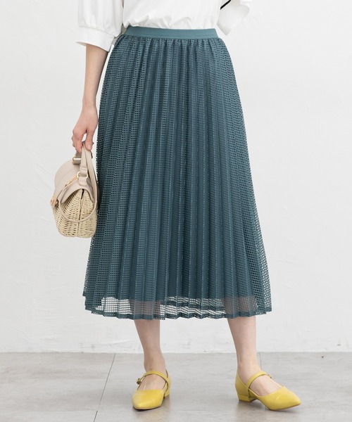 Honeys（ハニーズ）の「メッシュプリーツスカート（スカート・レディース・アイボリー/ブラック/ブルーグリーン・L/LL/M/S）」の3枚目の写真