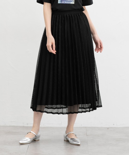 Honeys（ハニーズ）の「メッシュプリーツスカート（スカート・レディース・アイボリー/ブラック/ブルーグリーン・L/LL/M/S）」の7枚目の写真