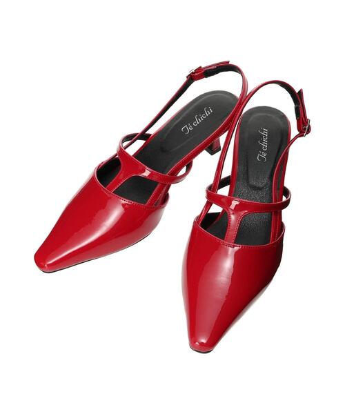 Te chichi（テチチ）の「ポインテッドTストラップミュール《2025spring catalog item》（パンプス・レディース・シルバー/ブラック/レッド・37/38）」の8枚目の写真