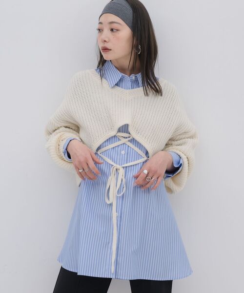 kivi(キヴィ)の「short round hem PO(ニット/セーター・レディース・オレンジ/オフホワイト/ダークグリーン・FREE)」の1枚目の写真