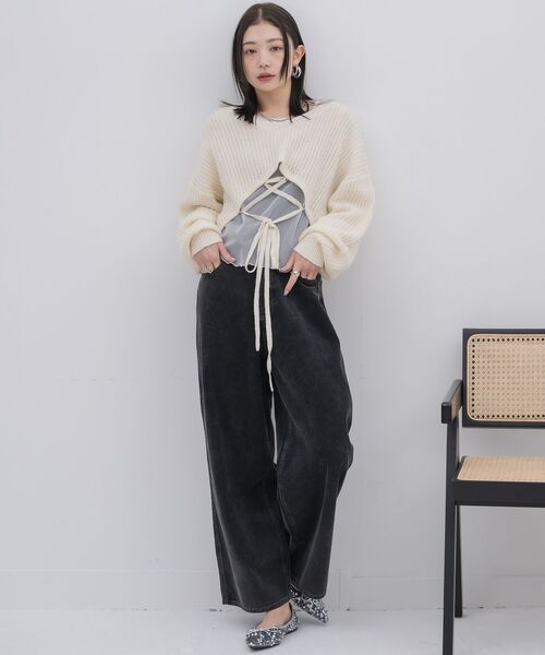 kivi(キヴィ)の「short round hem PO(ニット/セーター・レディース・オレンジ/オフホワイト/ダークグリーン・FREE)」の4枚目の写真