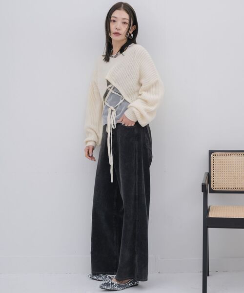 kivi(キヴィ)の「short round hem PO(ニット/セーター・レディース・オレンジ/オフホワイト/ダークグリーン・FREE)」の5枚目の写真
