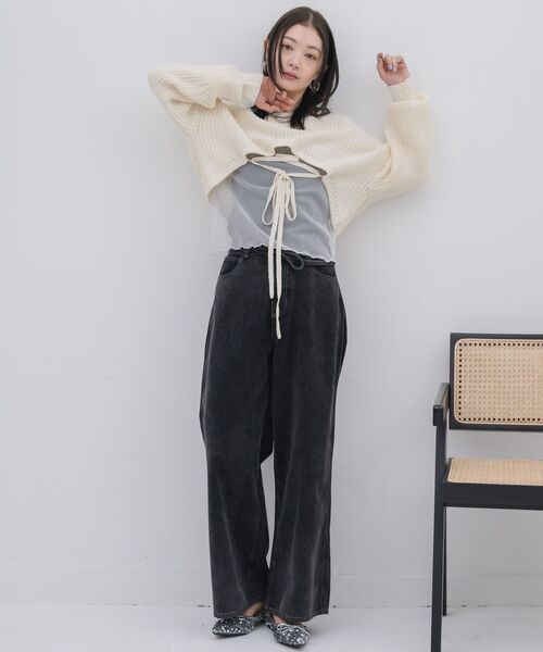 kivi(キヴィ)の「short round hem PO(ニット/セーター・レディース・オレンジ/オフホワイト/ダークグリーン・FREE)」の7枚目の写真