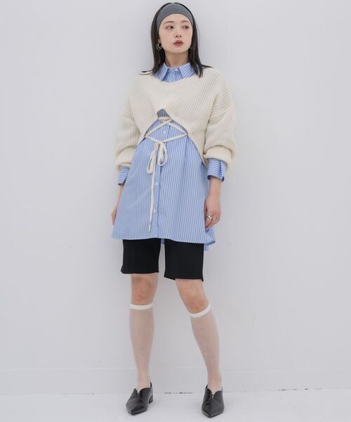 kivi(キヴィ)の「short round hem PO(ニット/セーター・レディース・オレンジ/オフホワイト/ダークグリーン・FREE)」の9枚目の写真