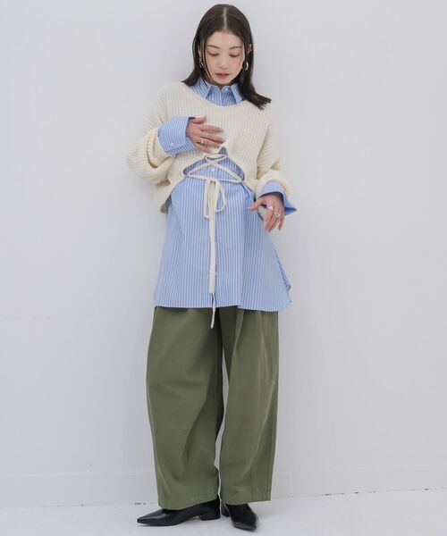 kivi(キヴィ)の「short round hem PO(ニット/セーター・レディース・オレンジ/オフホワイト/ダークグリーン・FREE)」の11枚目の写真