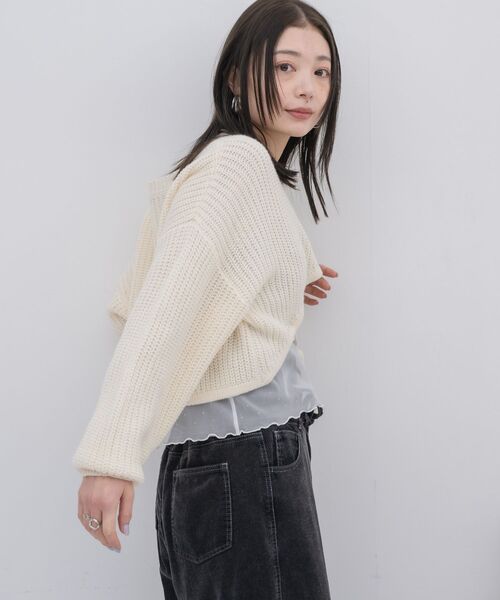 kivi(キヴィ)の「short round hem PO(ニット/セーター・レディース・オレンジ/オフホワイト/ダークグリーン・FREE)」の15枚目の写真