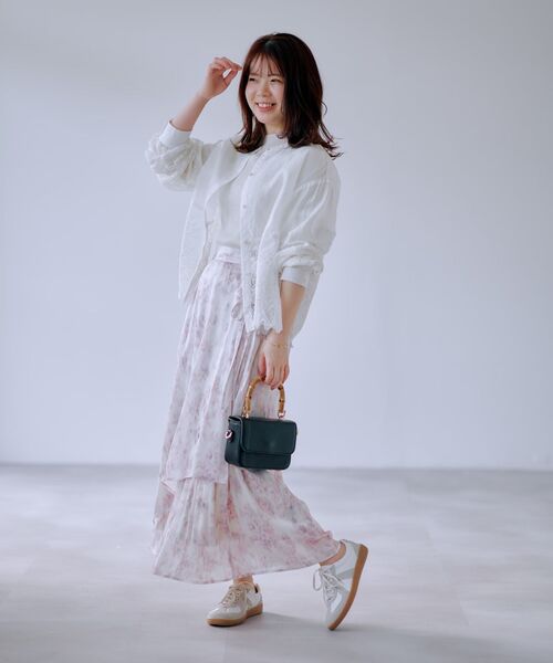 COHINA(コヒナ)の「ファジーフラワープリーツドッキングスカート 【低身長・小柄女性】(スカート・レディース・ブルー/イエロー/ピンク・XS-Short/S-Short/XS-Regular/S-Regular)」の5枚目の写真