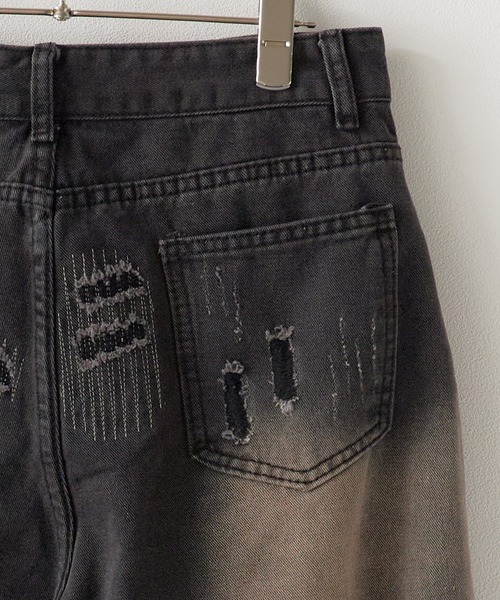 AO2(アオズ)の「Damage Half Loose Half Pants / ダメージ ハーフ ルーズ パンツ(デニムパンツ・レディース・ブラック・FREE)」の8枚目の写真