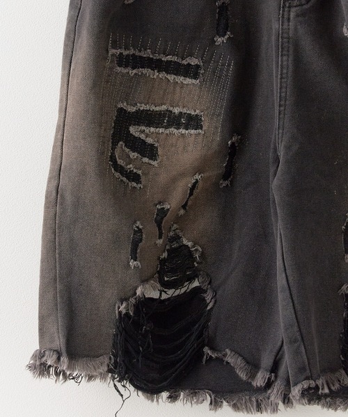 AO2(アオズ)の「Damage Half Loose Half Pants / ダメージ ハーフ ルーズ パンツ(デニムパンツ・レディース・ブラック・FREE)」の5枚目の写真