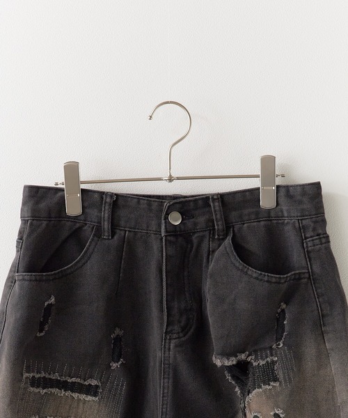 AO2(アオズ)の「Damage Half Loose Half Pants / ダメージ ハーフ ルーズ パンツ(デニムパンツ・レディース・ブラック・FREE)」の3枚目の写真