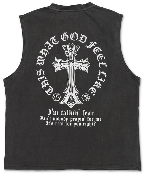 SPINNS（スピンズ）の「ピグメント加工ノースリーブTシャツ/バックプリントクロス/短丈（Tシャツ/カットソー・メンズ・ブラック/カーキ/ブラウン・ONESIZE）」の10枚目の写真