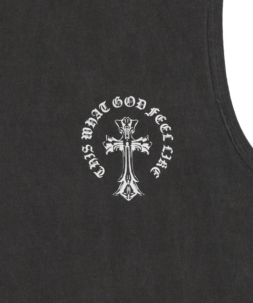 SPINNS（スピンズ）の「ピグメント加工ノースリーブTシャツ/バックプリントクロス/短丈（Tシャツ/カットソー・メンズ・ブラック/カーキ/ブラウン・ONESIZE）」の12枚目の写真