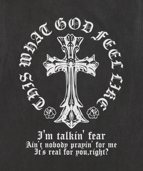 SPINNS（スピンズ）の「ピグメント加工ノースリーブTシャツ/バックプリントクロス/短丈（Tシャツ/カットソー・メンズ・ブラック/カーキ/ブラウン・ONESIZE）」の13枚目の写真