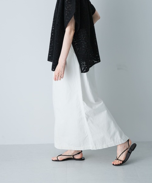かぐれ（カグレ）の「『2サイズ展開』コットンストレートスカート（スカート・レディース・ブラック/オフホワイト・0/1）」の2枚目の写真