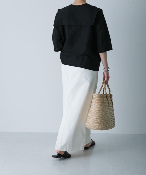 かぐれ（カグレ）の「『2サイズ展開』コットンストレートスカート（スカート・レディース・ブラック/オフホワイト・0/1）」の9枚目の写真