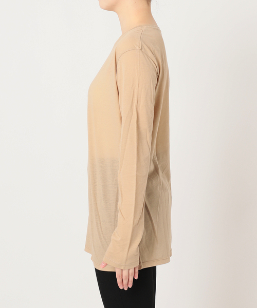 JOURNAL STANDARD（ジャーナルスタンダード）の「《追加3》クルーネックシアーロングTシャツ（Tシャツ/カットソー・レディース・ベージュ/ネイビー/ホワイト/ブラウン/ピンク・FREE）」の6枚目の写真