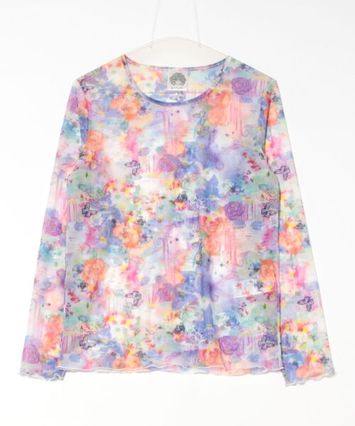 ScoLar(スカラー)の「151648:花・ヒョウ・メルヘン 3柄展開チュールロングスリーブTシャツ(Tシャツ/カットソー・レディース・オフホワイト/パープル/オレンジ・M)」の19枚目の写真