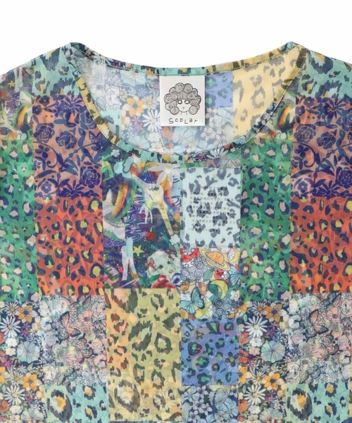 ScoLar(スカラー)の「151648:花・ヒョウ・メルヘン 3柄展開チュールロングスリーブTシャツ(Tシャツ/カットソー・レディース・オフホワイト/パープル/オレンジ・M)」の14枚目の写真