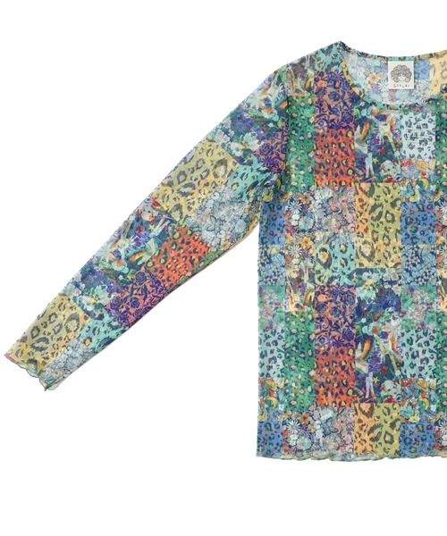ScoLar(スカラー)の「151648:花・ヒョウ・メルヘン 3柄展開チュールロングスリーブTシャツ(Tシャツ/カットソー・レディース・オフホワイト/パープル/オレンジ・M)」の15枚目の写真