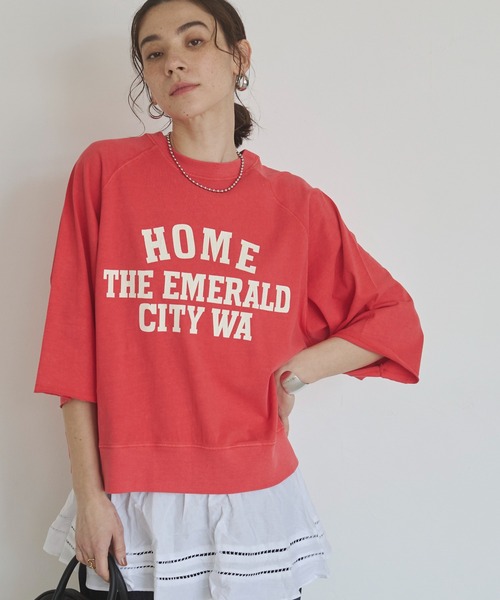 ANGIE（アンジー）の「カレッジロゴ ハーフスリーブ Tシャツ（Tシャツ/カットソー・レディース・ベージュ/ブラック/レッド/ネイビー・FREE）」の13枚目の写真