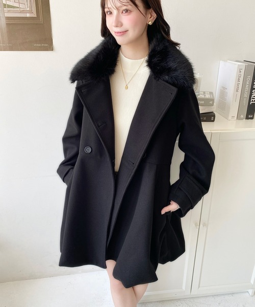 美品【パラスパレス】バルーンモッサー　チェック　ボトルネックコート　美シルエット New's PAL'LAS PALACE ONLINE STORE