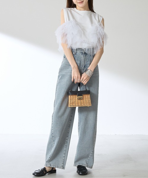 &. NOSTALGIA（アンドドットノスタルジア）の「【ZOZO限定】チュールドッキングプルオーバー（Tシャツ/カットソー・レディース・ブラック/オフホワイト・M）」の3枚目の写真