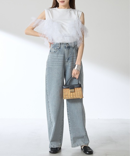 &. NOSTALGIA（アンドドットノスタルジア）の「【ZOZO限定】チュールドッキングプルオーバー（Tシャツ/カットソー・レディース・ブラック/オフホワイト・M）」の4枚目の写真