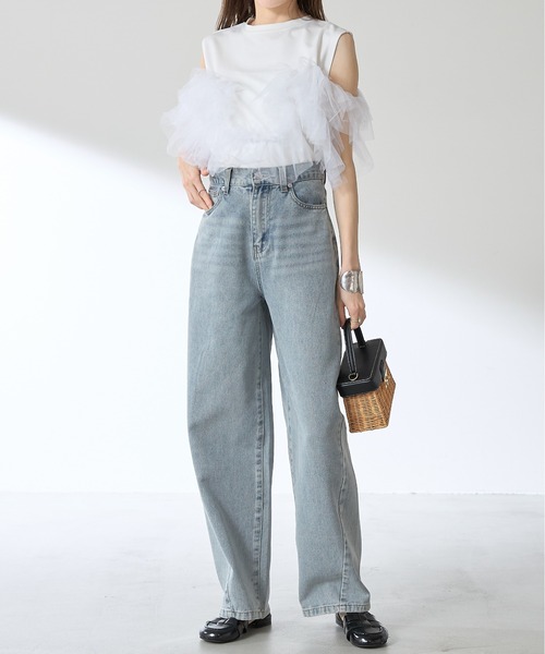 &. NOSTALGIA（アンドドットノスタルジア）の「【ZOZO限定】チュールドッキングプルオーバー（Tシャツ/カットソー・レディース・ブラック/オフホワイト・M）」の5枚目の写真