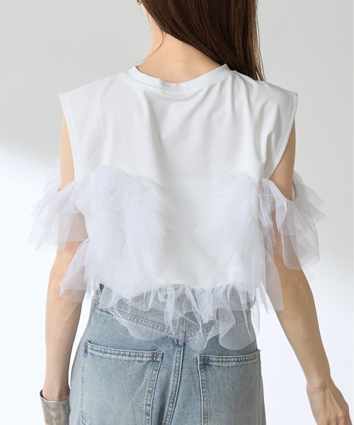 &. NOSTALGIA（アンドドットノスタルジア）の「【ZOZO限定】チュールドッキングプルオーバー（Tシャツ/カットソー・レディース・ブラック/オフホワイト・M）」の9枚目の写真