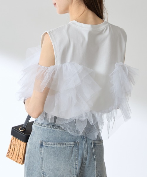 &. NOSTALGIA（アンドドットノスタルジア）の「【ZOZO限定】チュールドッキングプルオーバー（Tシャツ/カットソー・レディース・ブラック/オフホワイト・M）」の10枚目の写真