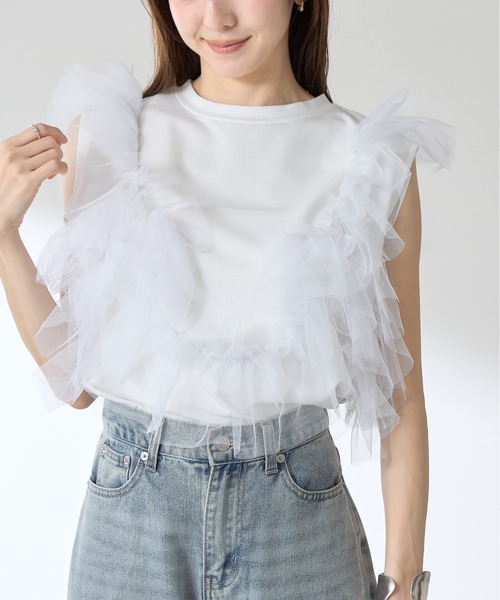 &. NOSTALGIA（アンドドットノスタルジア）の「【ZOZO限定】チュールドッキングプルオーバー（Tシャツ/カットソー・レディース・ブラック/オフホワイト・M）」の11枚目の写真