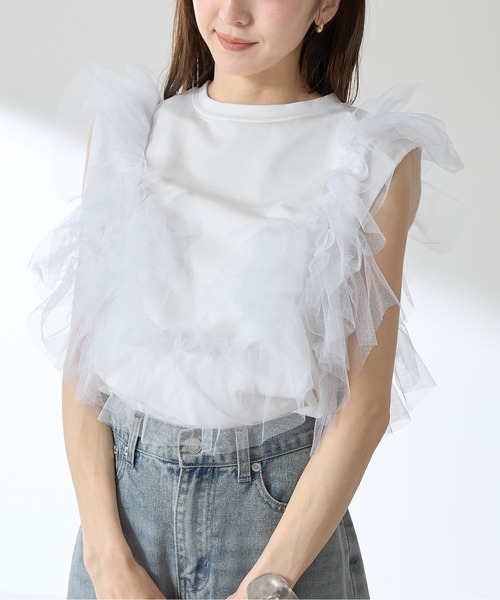 &. NOSTALGIA（アンドドットノスタルジア）の「【ZOZO限定】チュールドッキングプルオーバー（Tシャツ/カットソー・レディース・ブラック/オフホワイト・M）」の12枚目の写真