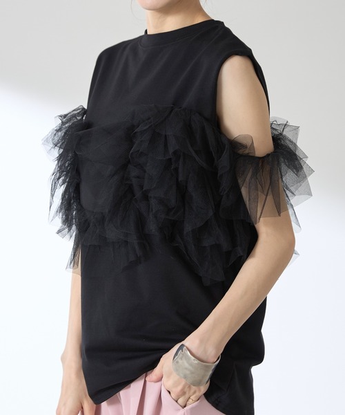 &. NOSTALGIA（アンドドットノスタルジア）の「【ZOZO限定】チュールドッキングプルオーバー（Tシャツ/カットソー・レディース・ブラック/オフホワイト・M）」の17枚目の写真