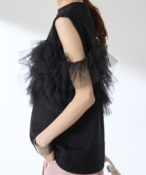 &. NOSTALGIA（アンドドットノスタルジア）の「【ZOZO限定】チュールドッキングプルオーバー（Tシャツ/カットソー・レディース・ブラック/オフホワイト・M）」の18枚目の写真