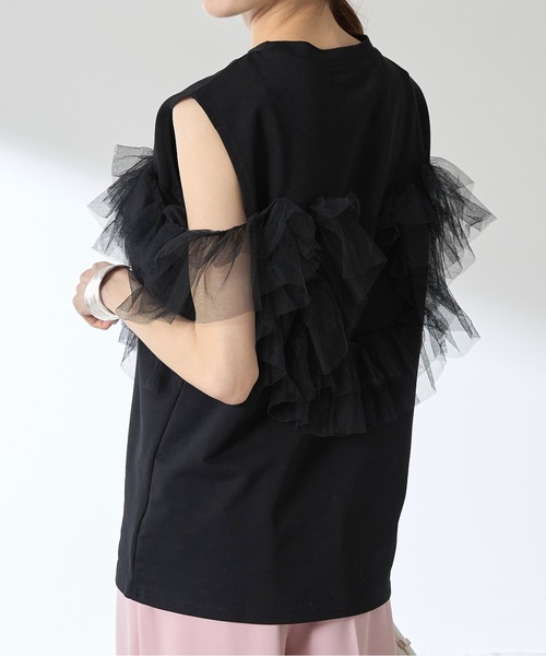 &. NOSTALGIA（アンドドットノスタルジア）の「【ZOZO限定】チュールドッキングプルオーバー（Tシャツ/カットソー・レディース・ブラック/オフホワイト・M）」の20枚目の写真