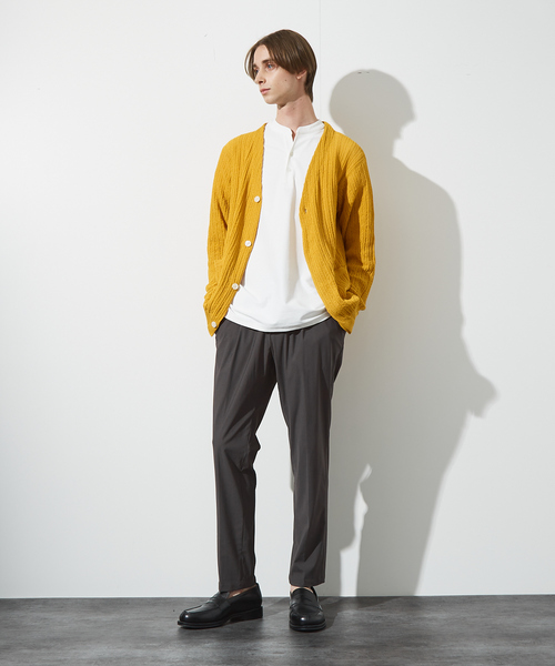 ABAHOUSE(アバハウス)の「【メッシュニット】ドライタッチ 比翼 カーディガン / シアーカーディガン(カーディガン/ボレロ・メンズ・イエロー/ブラック/アイボリー・44/48/46)」の10枚目の写真