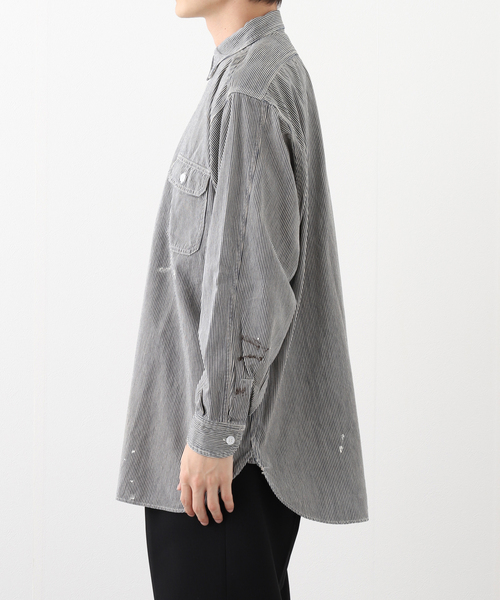 JOURNAL STANDARD(ジャーナルスタンダード)の「BOWWOW / バウワウ WORK HICKORY STRIPE PO SHIRTS(シャツ/ブラウス・メンズ・ダークブルー・MEDIUM/LARGE)」の3枚目の写真