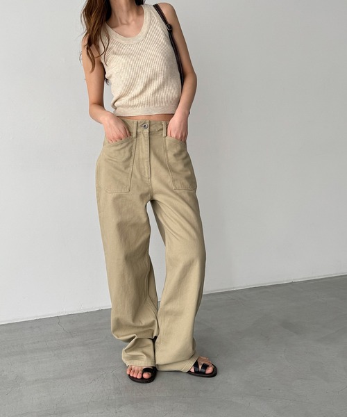 CANAL JEAN（キャナルジーン）の「El mar　ラウンドニットタンク（タンクトップ・レディース・ベージュ/ブラック・ONE SIZE）」の5枚目の写真