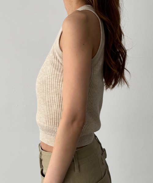 CANAL JEAN（キャナルジーン）の「El mar　ラウンドニットタンク（タンクトップ・レディース・ベージュ/ブラック・ONE SIZE）」の10枚目の写真