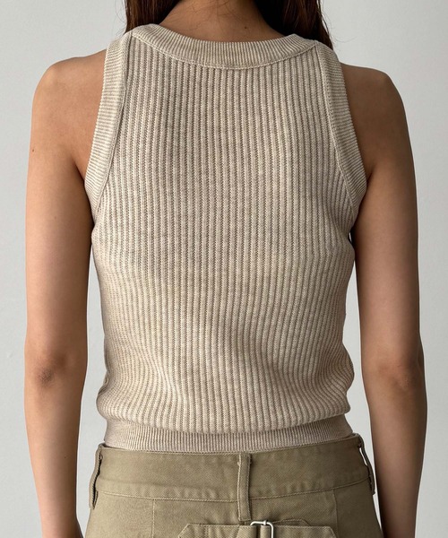 CANAL JEAN（キャナルジーン）の「El mar　ラウンドニットタンク（タンクトップ・レディース・ベージュ/ブラック・ONE SIZE）」の11枚目の写真